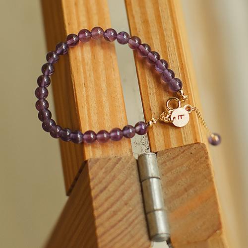 2025 Li Series Amethyst Letter Charm Balance Bracelet