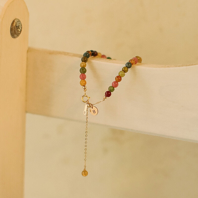 Rainbow Tourmaline Letter Charm Aspiration Bracelet