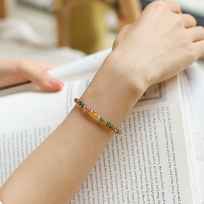 Rainbow Tourmaline Letter Charm Aspiration Bracelet